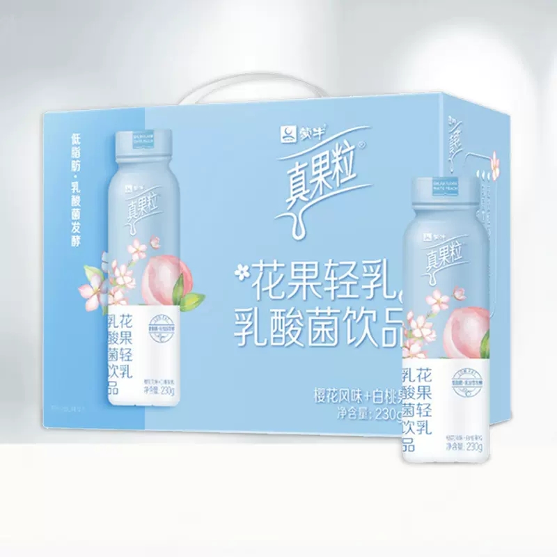 蒙牛真果粒花果轻乳乳酸菌饮品樱花风味+白桃果粒230g*10 - Oscart